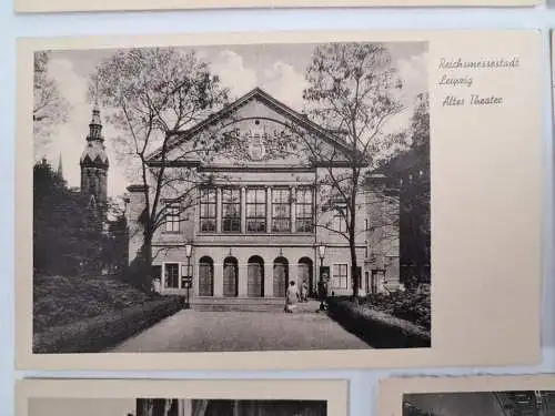 AK Lot 7 Postkarten Reichsmessestadt Leipzig, Gewandhaus, Altes Theater, Markt..