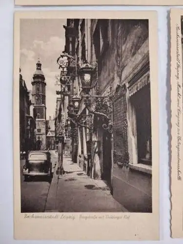 AK Lot 7 Postkarten Reichsmessestadt Leipzig, Gewandhaus, Altes Theater, Markt..