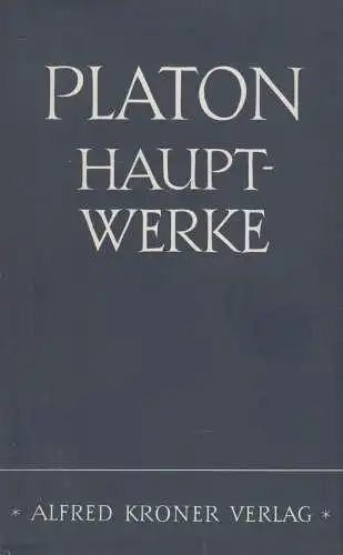 Buch: Platon - Hauptwerke, 1958, Kröners Taschenausgabe, Alfred Kröner Verlag