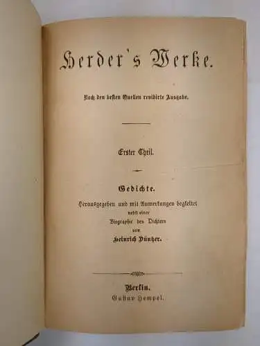 Buch: Herder's Werke, Herder, Johann Gottfried. 24 in 13 Bände, Gustav Hempel