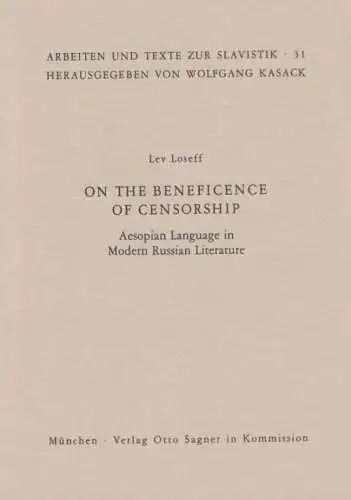 Buch: On the beneficence of censorship, Loseff, Lev. 1984, gebraucht, gut