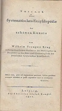 Buch: Versuch einer Systematischen Enzyklopädie der schönen Künste, Krug. 1802