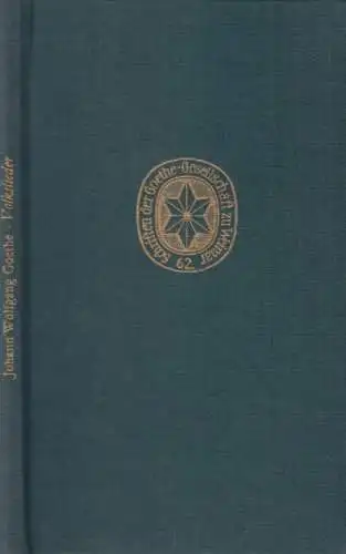 Buch: Johann Wolfgang Goethe - Volkslieder, Strobach, Hermann. 1982