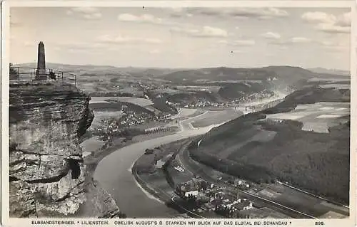 AK Elbsandsteingeb. Lilienstein. Obelisk August d. Starken mit... Postkarte