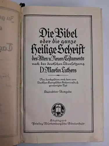Biblia: Die Bibel, Martin Luther, 1932, Württembergische Bibelanstalt