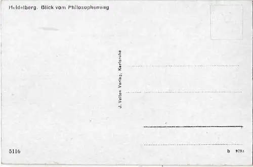 AK Heidelberg. Blick vom Philosophenweg. ca. 1920, Postkarte. Serien Nr