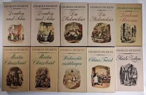 10 Bücher Charles Dickens, Gesammelte Werke in Einzelausgaben, Rütten & Loening
