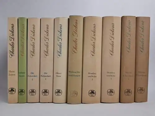 10 Bücher Charles Dickens, Gesammelte Werke in Einzelausgaben, Rütten & Loening