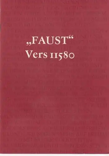 Buch: Faust. Vers 11580, Dietze, Walter. 1980, gebraucht, gut