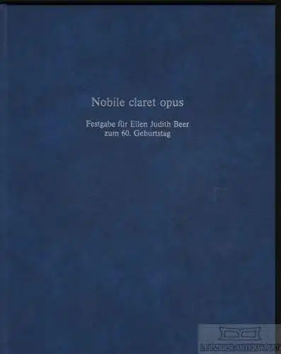 Buch: Nobile claret opus, Eggenberger, Christoph. 1986, Karl Schwegler Verlag