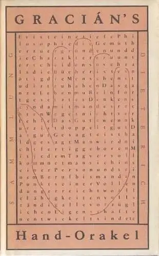 Sammlung Dieterich 395, Hand-Orakel und Kunst der Weltklugheit, Gracian. 19 7161