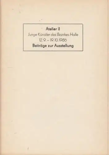 Buch: Atelier II, Sehrt, Hans-Georg. 1986, Druck und Buch, gebraucht, gut