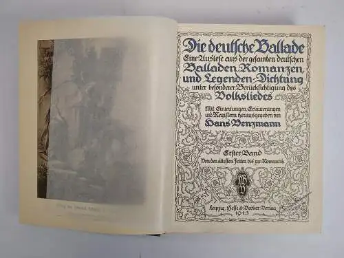 Buch: Die deutsche Ballade. Hans Benzmann, 1913, Hesse & Becker, 2 Bände in 1
