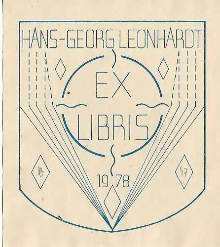 Original Druck Exlibris:Hans-Georg Leonhardt. 1978, grafisch, Geometrie, gut