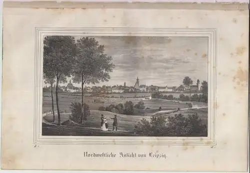Lithografie: Nordwestliche Ansicht von Leipzig, 1836, Eduard Pietzsch & Comp