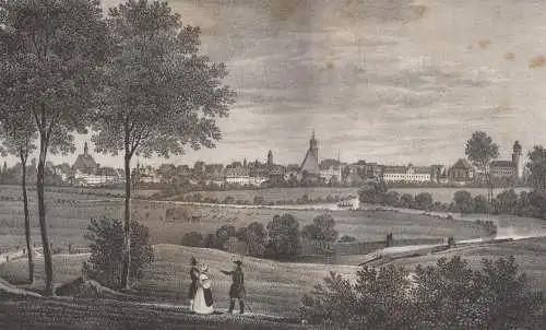 Lithografie: Nordwestliche Ansicht von Leipzig, 1836, Eduard Pietzsch & Comp