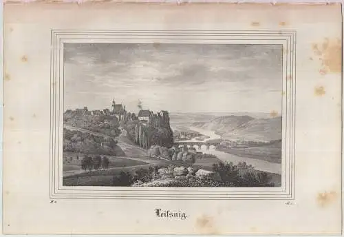 Lithografie: Leisnig, 1836, Eduard Pietzsch & Comp, Grafik, Ansicht,