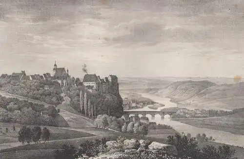 Lithografie: Leisnig, 1836, Eduard Pietzsch & Comp, Grafik, Ansicht,