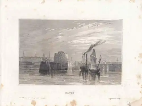Havre. aus Meyers Universum, Stahlstich. Kunstgrafik, 1850, gebraucht, gut