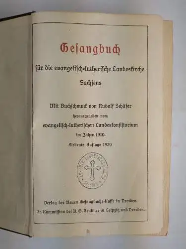 Buch: Gesangbuch für die evangelisch-lutherische Landeskirche Sachsens, 1930