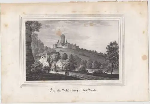 Lithografie: Schloss Schönburg an der Saale, um 1836, Eduard Pietzsch & Comp