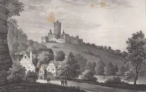Lithografie: Schloss Schönburg an der Saale, um 1836, Eduard Pietzsch & Comp