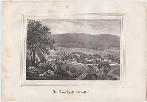 Lithografie: Die Saigerhütte Grüntha,  1836, Eduard Pietzsch & Comp, Ansicht