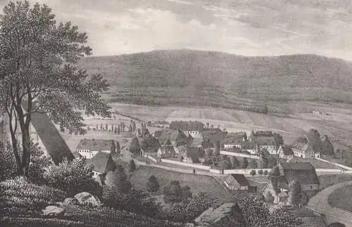 Lithografie: Die Saigerhütte Grüntha,  1836, Eduard Pietzsch & Comp, Ansicht