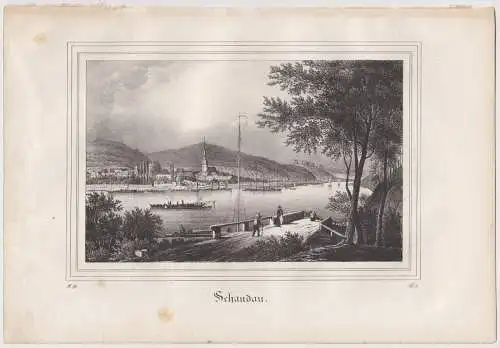 Lithografie: Schandau, um 1836, Eduard Pietzsch & Comp, Ansicht, Grafik, Saxonia
