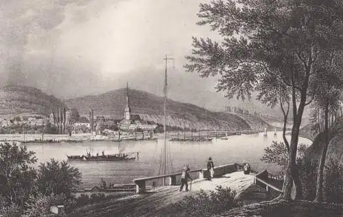 Lithografie: Schandau, um 1836, Eduard Pietzsch & Comp, Ansicht, Grafik, Saxonia