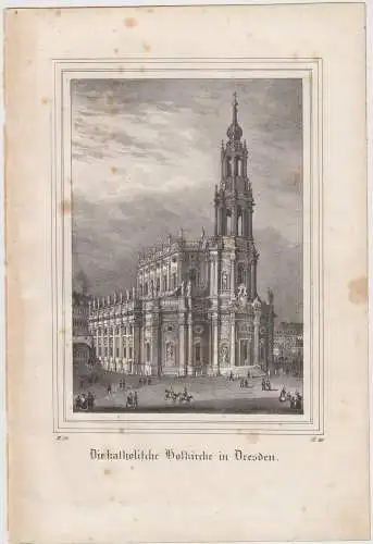 Lithografie: Die katholische Hofkirche in Dresden, um 1836, Eduard Pietzsch