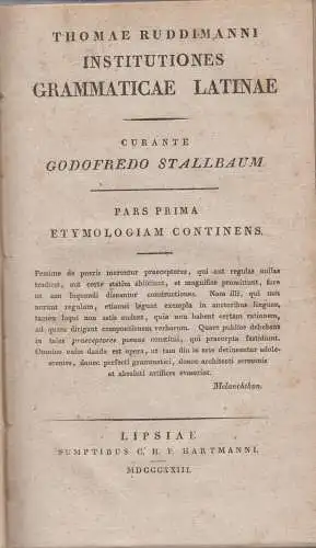 Buch: Institutiones Grammaticae Latinae. Ruddimanni, Thomae, 1823, Hartmann