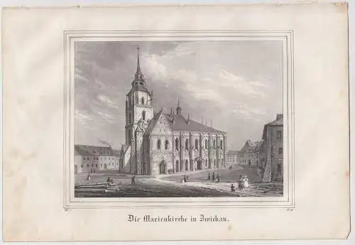 Lithografie: Die Marienkirche in Zwickau, 1836, Eduard Pietzsch, Saxonia, Grafik