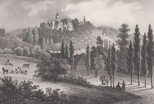 Lithografie: Schloss Lichtenstein, 1836, Eduard Pietzsch & Comp, Saxonia, Grafik