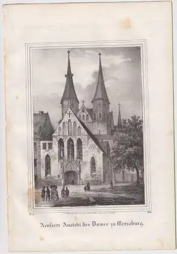 Lithografie: Aeussere Ansicht des Domes zu Merseburg, um 1836, Eduard Pietzsch