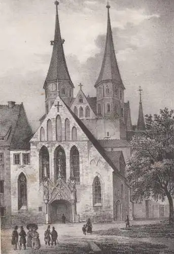 Lithografie: Aeussere Ansicht des Domes zu Merseburg, um 1836, Eduard Pietzsch
