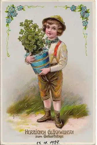 AK Herzlichen Glückwunsch zum Geburtstage, ca. 1929, Postkarte. Geburstagskarte