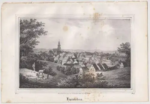 Lithografie: Hainichen, 1836, Eduard Pietzsch & Comp, Ansicht, Grafik, Saxonia