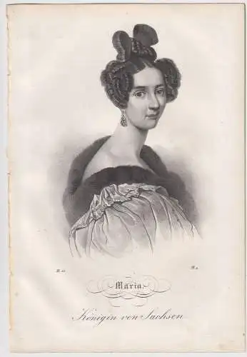 Lithografie: Maria - Königin von Sachsen, um 1836, Eduard Pietzsch, Portrait