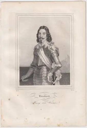 Lithografie: Bernhard - Herzog von Weimar, um 1836, Eduard Pietzsch & Comp