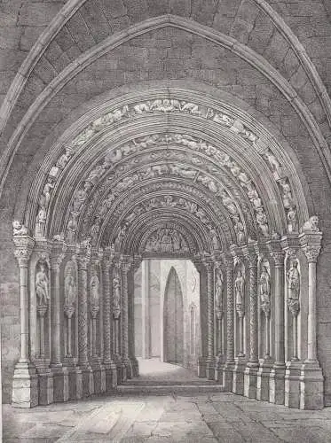 Lithografie: Die goldene Pforte im Dome zu Freiberg, um 1836, Eduard Pietzsch