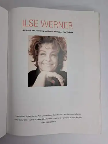 Buch: Ilse Werner, Bildband und Filmbiographie des Filmstars, Ursula Meyer, 2001