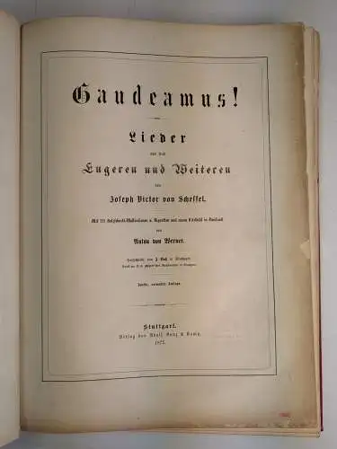 Buch: Gaudeamus!, Joseph Victor von Scheffel, A.v. Werner, A. Clotz, 1877, Bonz