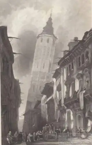 Das Wunder von Saragossa. aus Meyers Universum, Stahlstich. Kunstgrafik, 1850