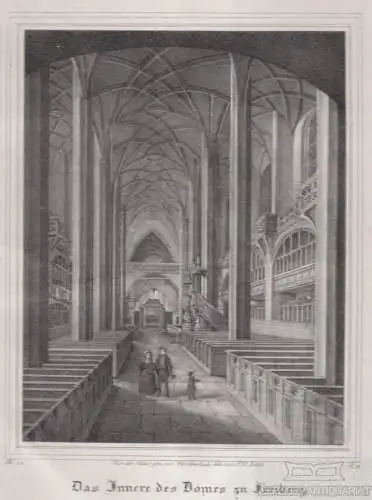 Das Innere des Domes zu Freiberg. Original-Lithographie. Grafik mit... Arldt