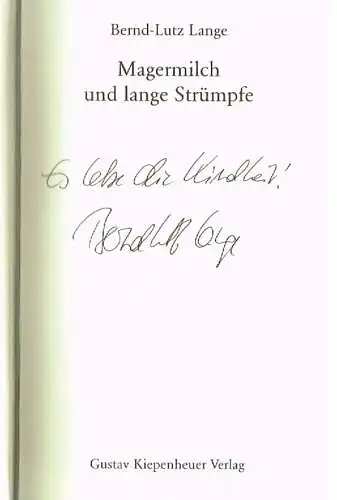 Buch: Magermilch und lange Strümpfe, Lange, Bernd-Lutz. 2000, gebraucht, g 77987