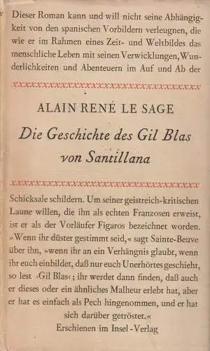 Buch: Die Geschichte des Gil Blas von Santillana, Le Sage, Alain Rene. 1958
