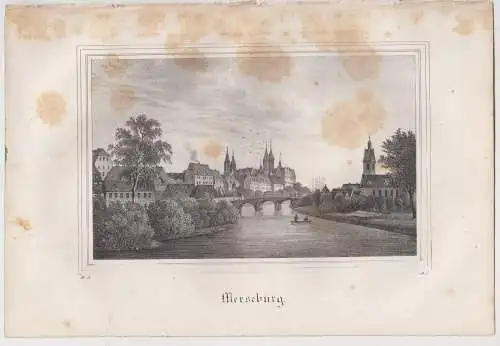 Lithografie: Merseburg, 1836, Eduard Pietzsch & Comp, Saxonia, Ansicht, Grafik