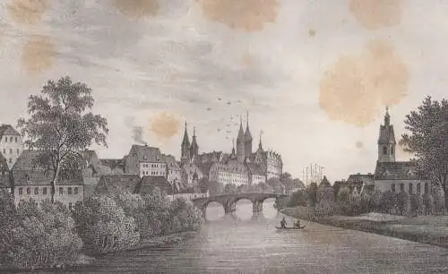 Lithografie: Merseburg, 1836, Eduard Pietzsch & Comp, Saxonia, Ansicht, Grafik