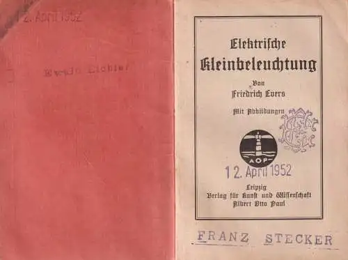Heft: Elektrische Kleinbeleuchtung, Friedrich Ewers, 1914, Miniatur-Bibliothek